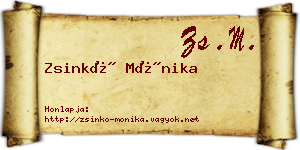 Zsinkó Mónika névjegykártya