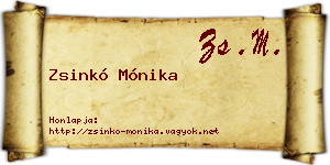 Zsinkó Mónika névjegykártya
